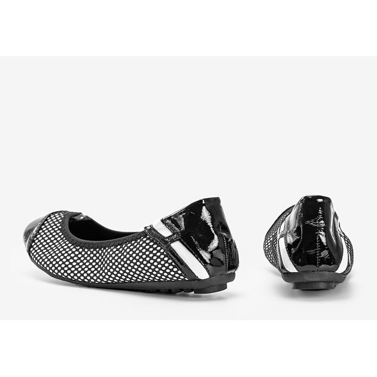 Ballerines Debbie laquées noires blanc 1