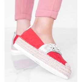 Espadrilles rouges avec pierres Cher argent 1