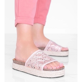 Pantoufles en dentelle en forme de glamour en or rose 1