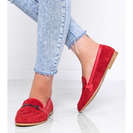 Mocassins Juliette en éco daim rouge 1