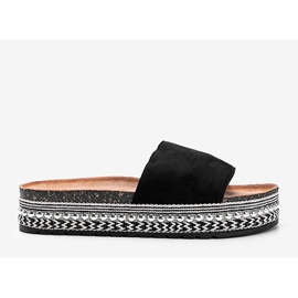 Chaussons noirs avec semelle décorative Fiore le noir 1
