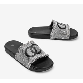 Chaussons Olimpia noirs avec zircone cubique argent 1