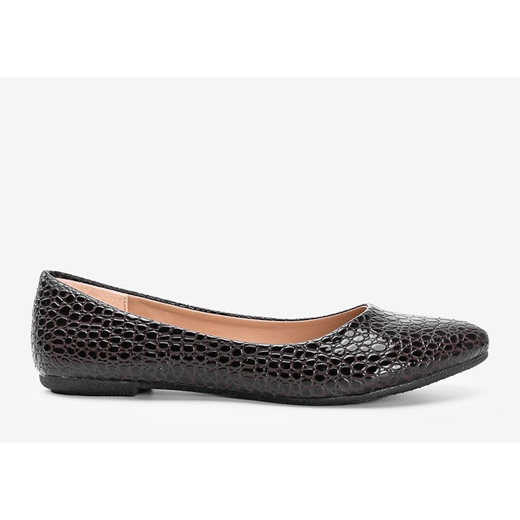 Ballerines vernies marron à motif crocodile Mozzare rose 2