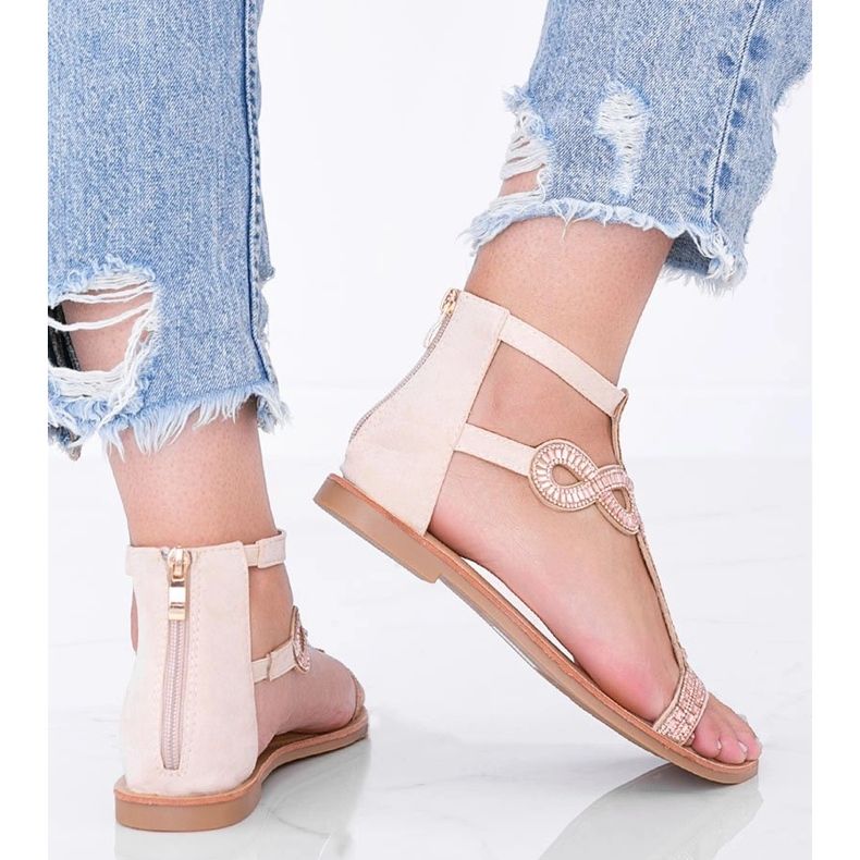 Sandales beiges ornées d'oxydes de zirconium Cersi 1