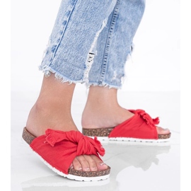 Sandales rouges sur semelle en liège Martenn 1