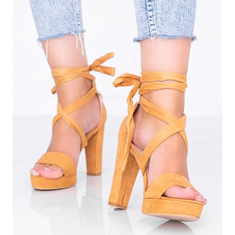 Sandales à lacets Ginny camel brun 1