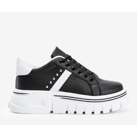 Sneakers noires avec détails blancs sur une semelle haute Alasana blanche le noir 1