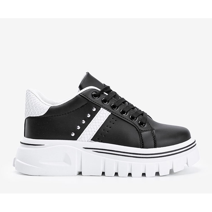 Sneakers noires avec détails blancs sur une semelle haute Alasana blanche le noir 1