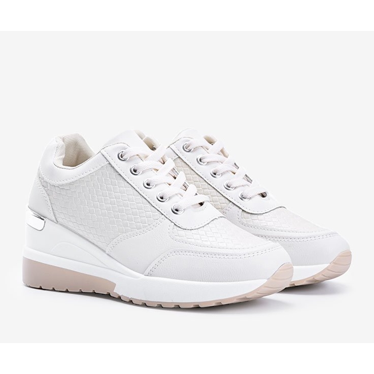 Baskets compensées beiges à motif Dianne tressé 1