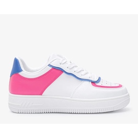 Baskets blanches avec empiècements Noyale colorés rose 1