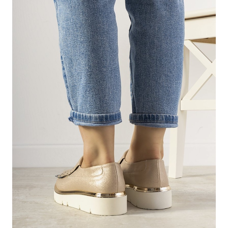 Chaussures à enfiler argentées avec clous GF-FD9 doré 2