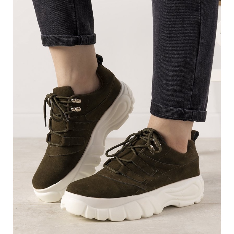 Baskets de sport vertes à semelle haute Justika 1