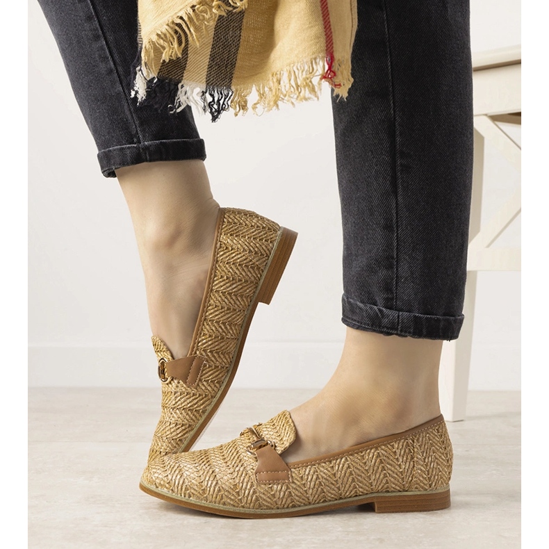 Mocassins camel à boucle Leone brun 1