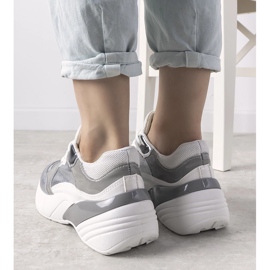 Baskets argentées sur semelle haute blanc 1