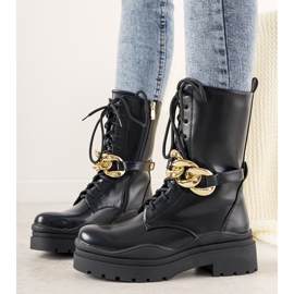 Bottines noires avec une chaîne de Rock It le noir 1