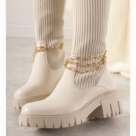 Bottes beiges avec une tige de chaussette Cheers 3