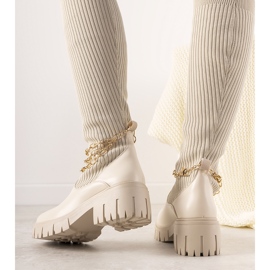 Bottes beiges avec une tige de chaussette Cheers 4