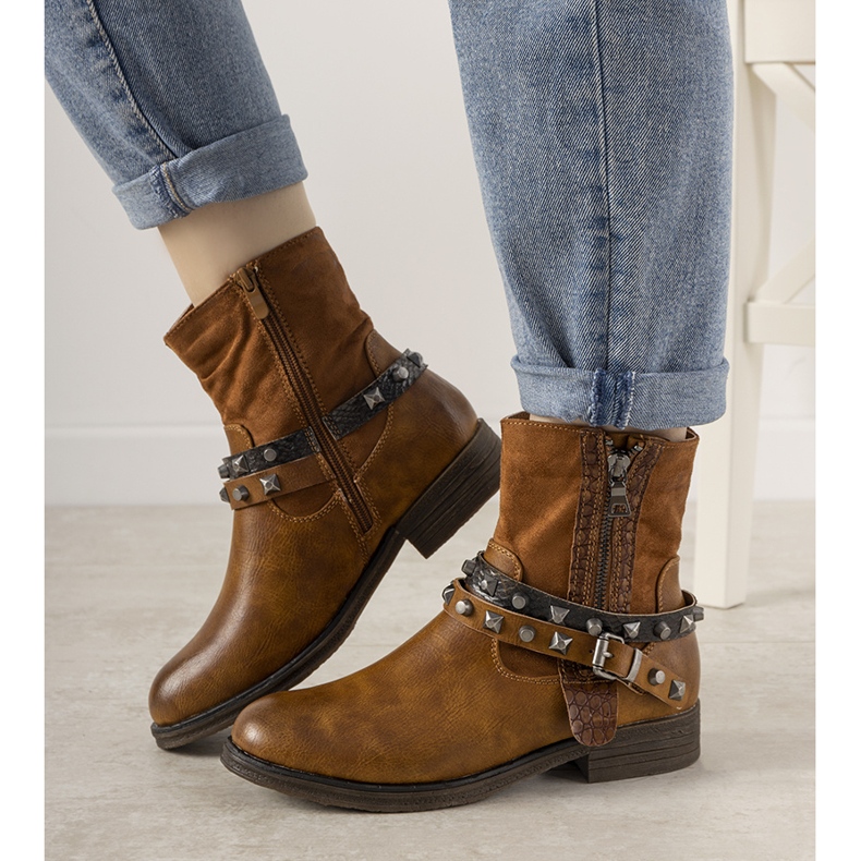 Boots marron avec bandeau clouté Elffie brun 1