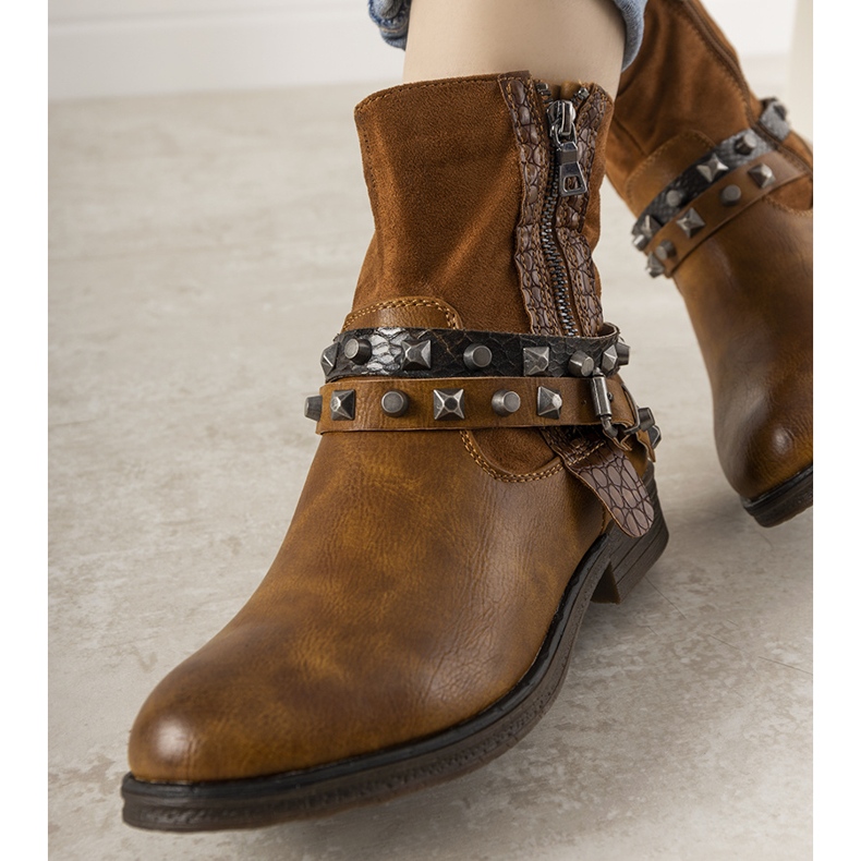 Boots marron avec bandeau clouté Elffie brun 2