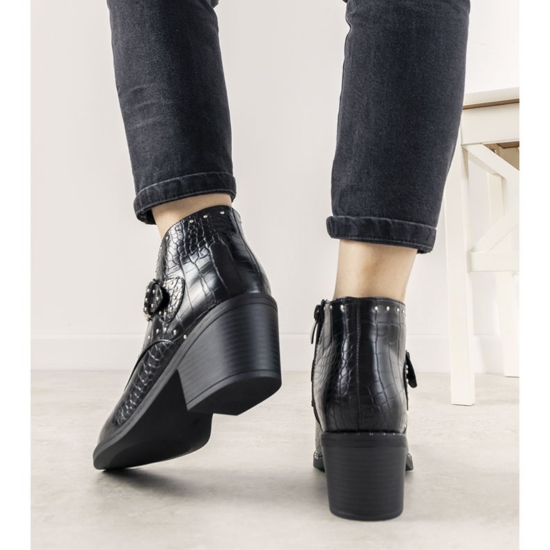 Bottines noires à boucle Montiana 1