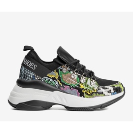 Baskets noires sur la semelle haute de Lissa le noir 1