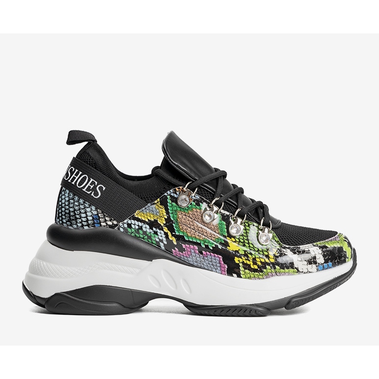 Baskets noires sur la semelle haute de Lissa le noir 1