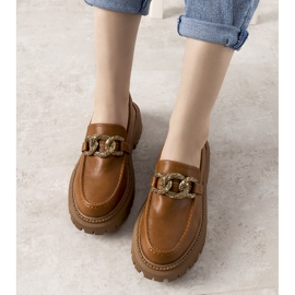 Mocassins camel sur semelle haute par Emila brun 1