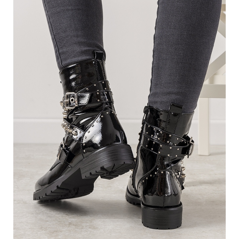 Boots femme laquées noires Tanut 1