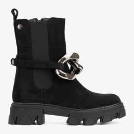 Boots noires à chaîne dorée Gareau 1