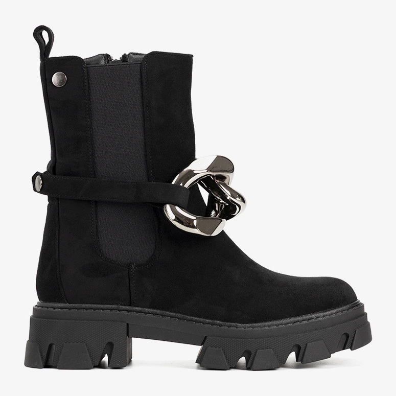 Boots noires à chaîne dorée Gareau 1