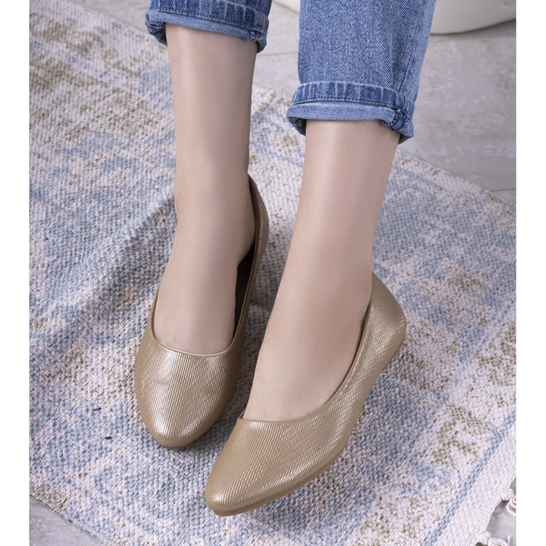 Ballerines Julie beige brillantes pour femme d'or 1 Ballerines Julie beige brillantes pour femme d'or 1