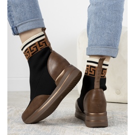 Baskets compensées marron Wanda brun noir 1