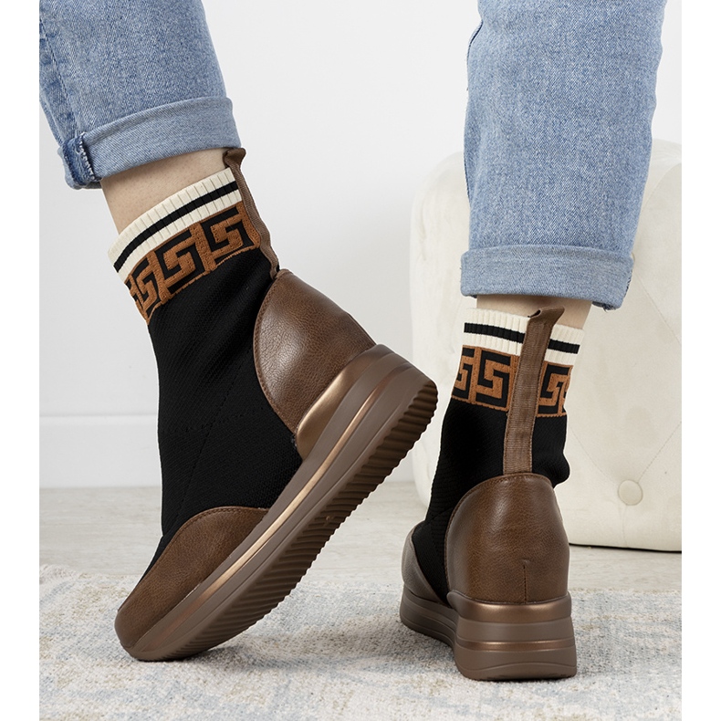 Baskets compensées marron Wanda brun le noir 1