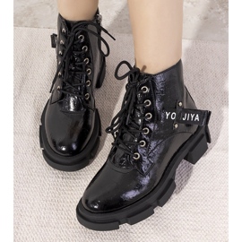 Bottines Turner en cuir verni noir le noir 1