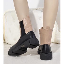 Boots noires et roses sur semelle épaisse Lynne beige 1