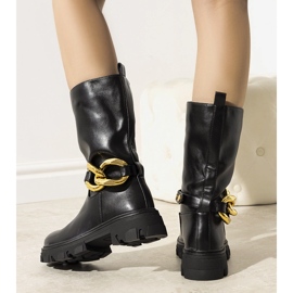 Bottines matelassées noires avec chaîne Harrison le noir 1