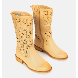 Bottes enfant beige bouilloire jaune 1