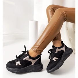 Baskets noires aux accents dorés Davis le noir 1