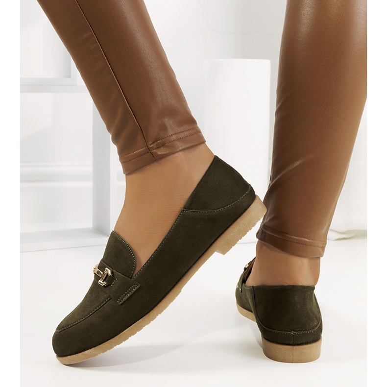 Mocassins à talon plat Aniria vert kaki 1