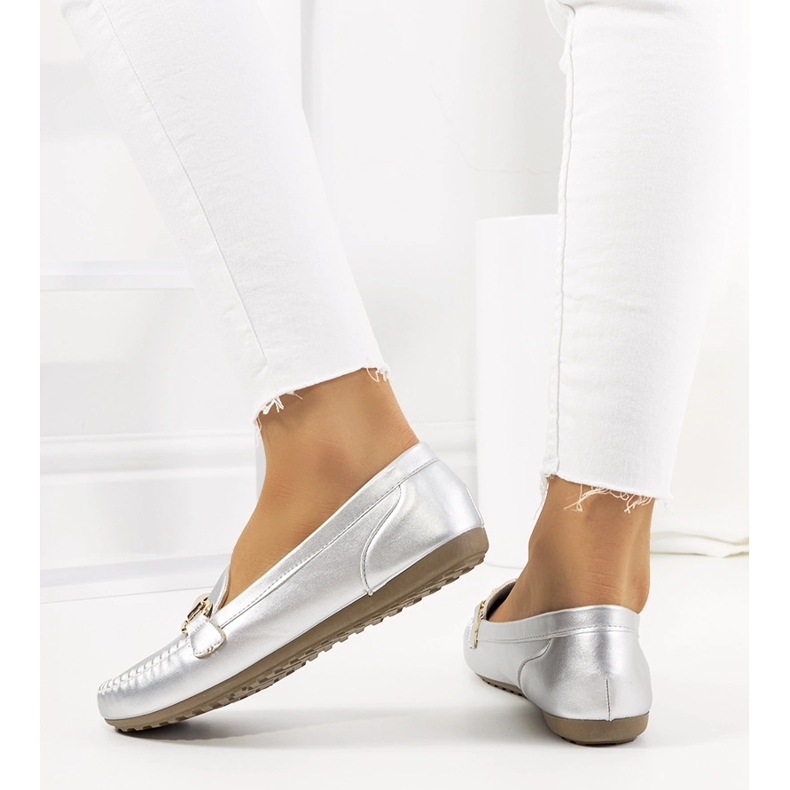 Mocassins femme Ilana argentés 1