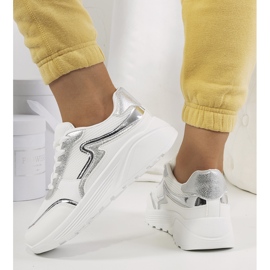 Baskets blanches Basemat femme argent 2