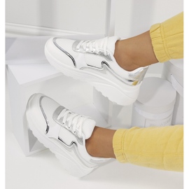 Baskets blanches Basemat femme argent 1