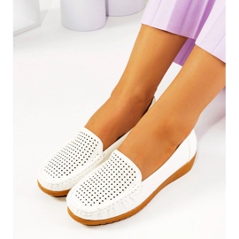 Mocassins blancs sur le talon compensé Dalal blanche 1