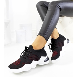 Baskets de sport noires et rouges Daniela le noir 1
