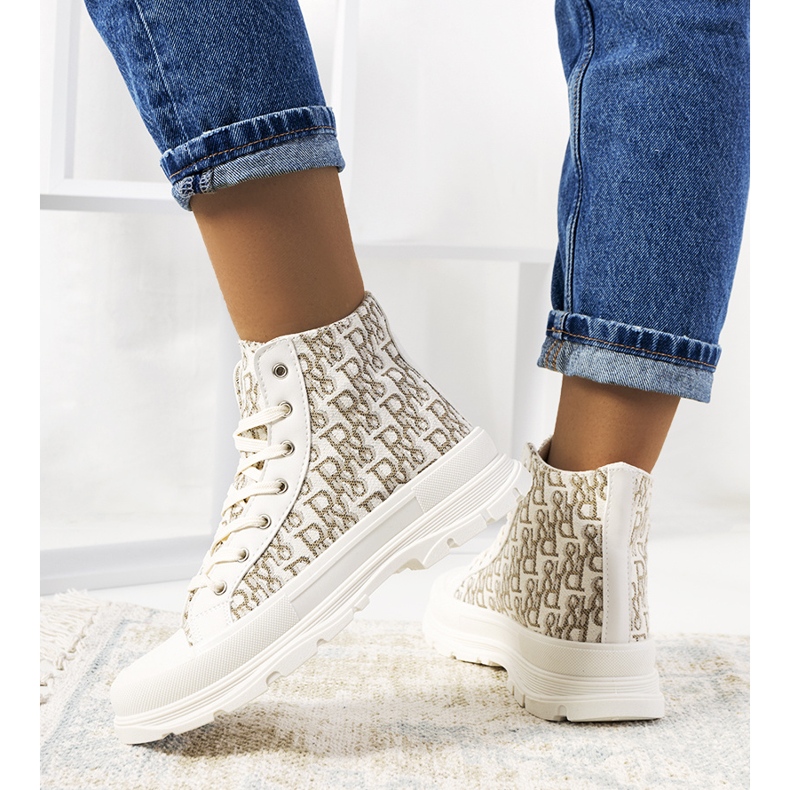 Baskets beiges, chaussures pour femmes, Chester 1