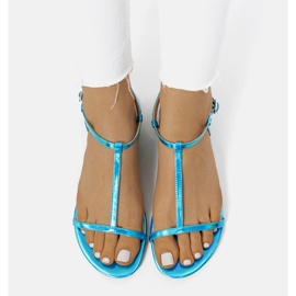 Sandales plates holo Adelia bleu 1 Sandales plates holo Adelia bleu 1