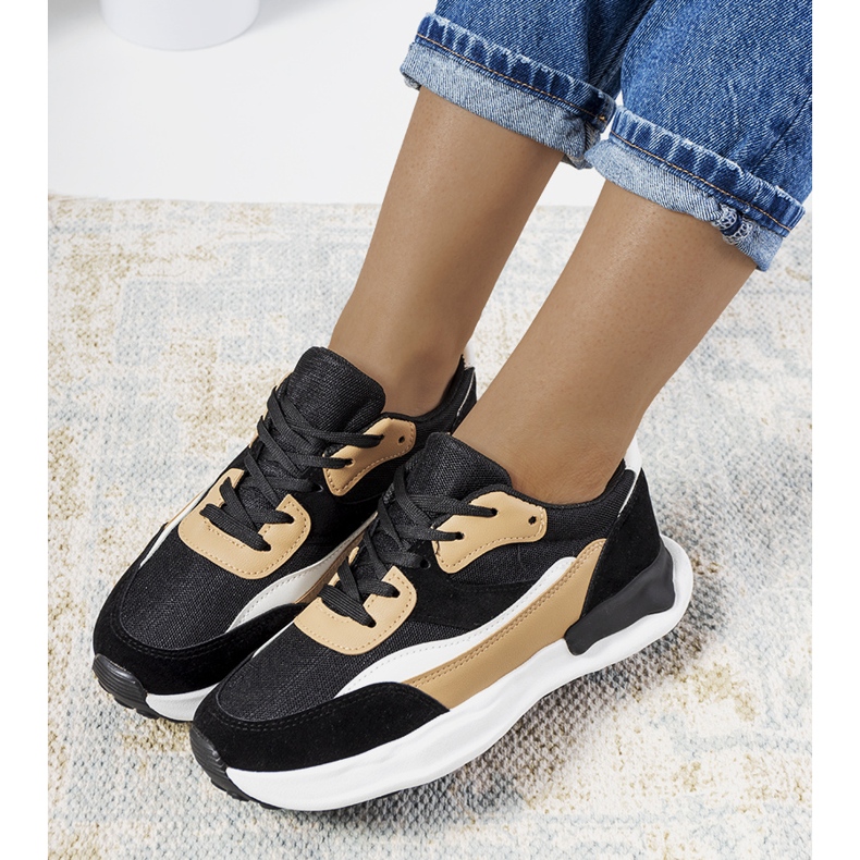 Baskets femme Pagnotto noires beige 1