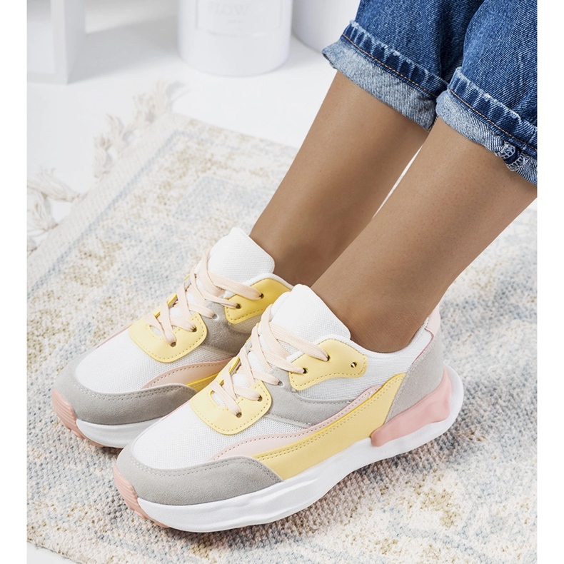 Baskets femme Pagnotto jaunes rose 1