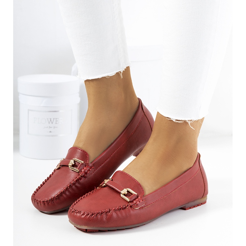 Mocassins Flavon bordeaux pour femme rouge 1