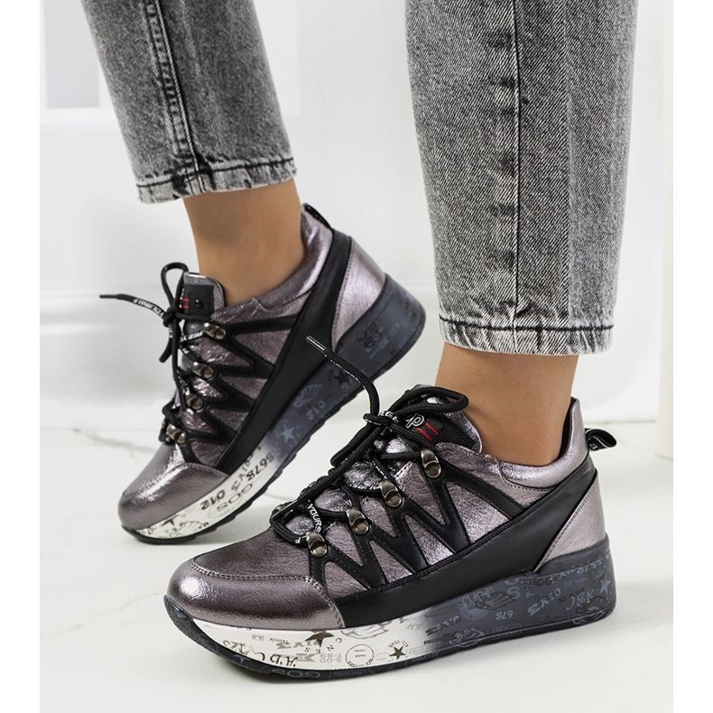 Baskets ballard grises métallisées argent 1